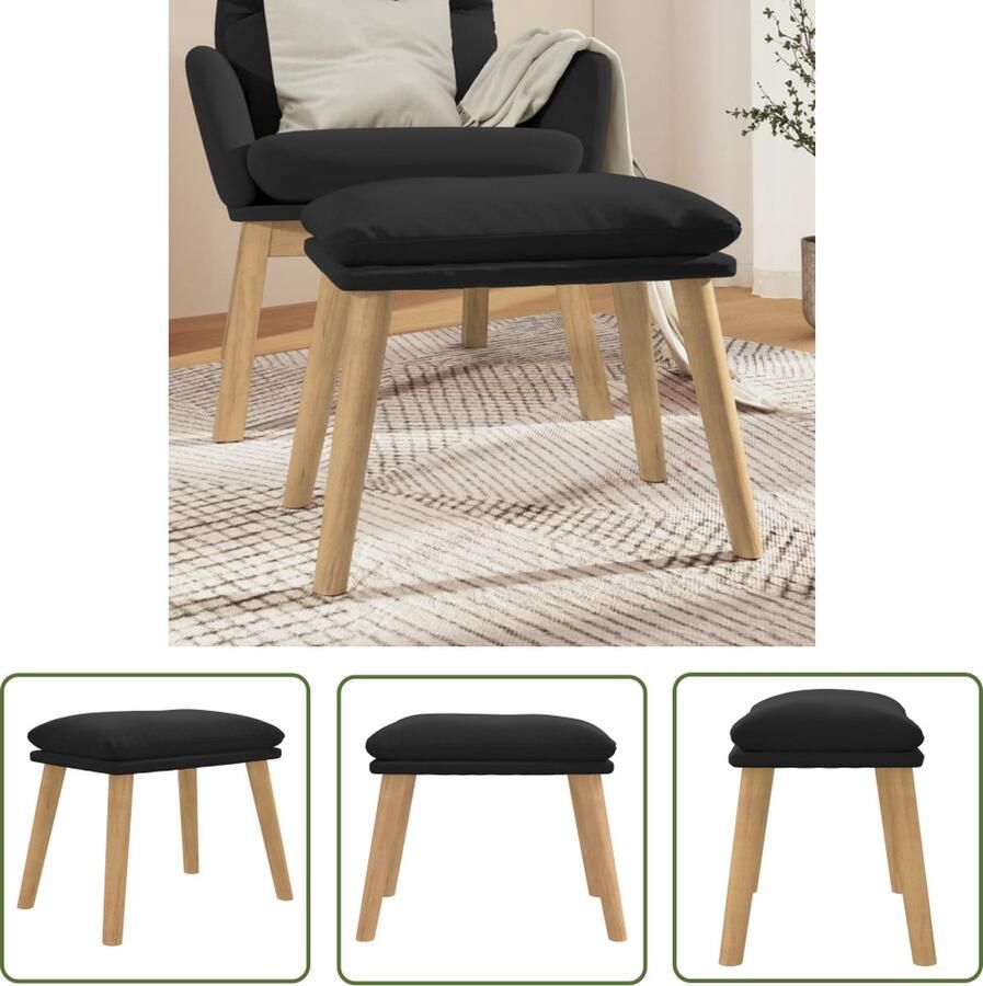 The Living Store Voetenbank Zwart Fluweel 45 x 29.5 x 39 cm Multifunctioneel Design Voetbank Voetenbank Relaxstoel Lounge Stoel Zithoek
