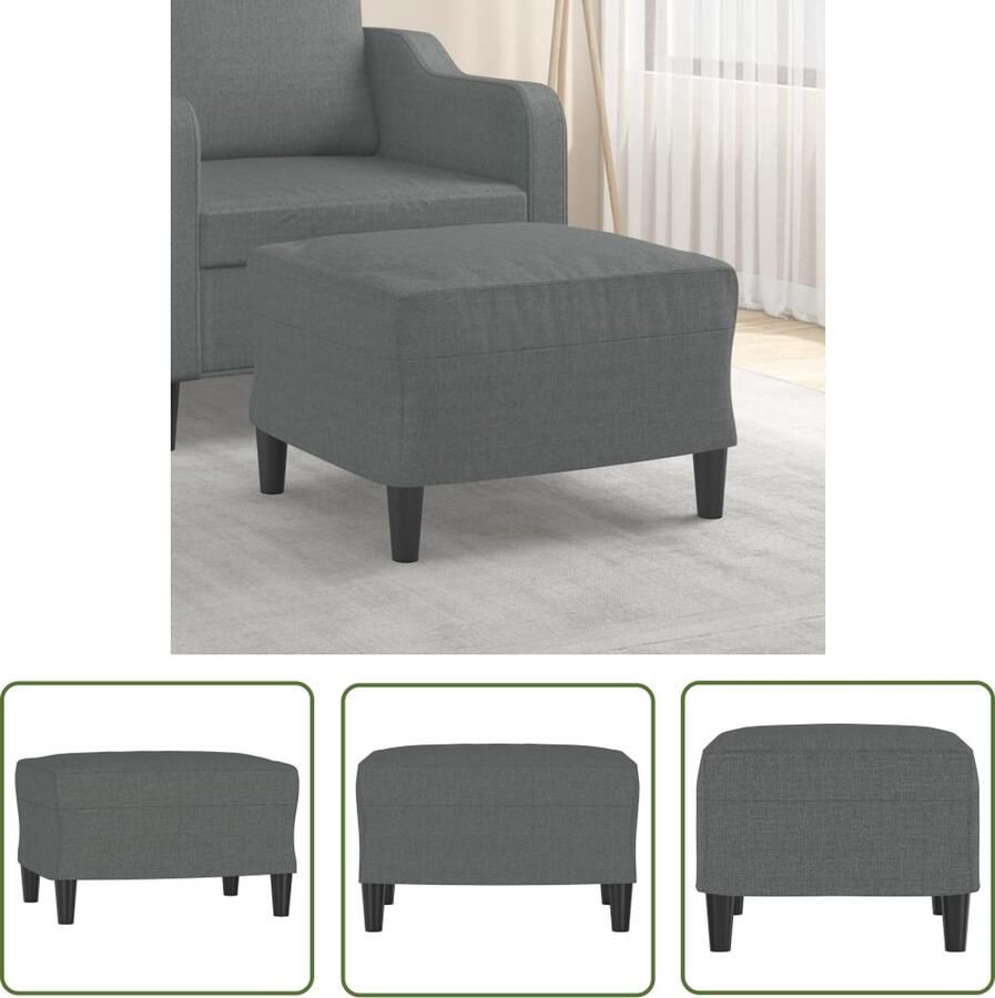 The Living Store Voetenbank 60x50x41 cm stof donkergrijs Voetbank Voetenbank Relaxstoel Stoel Meubilair