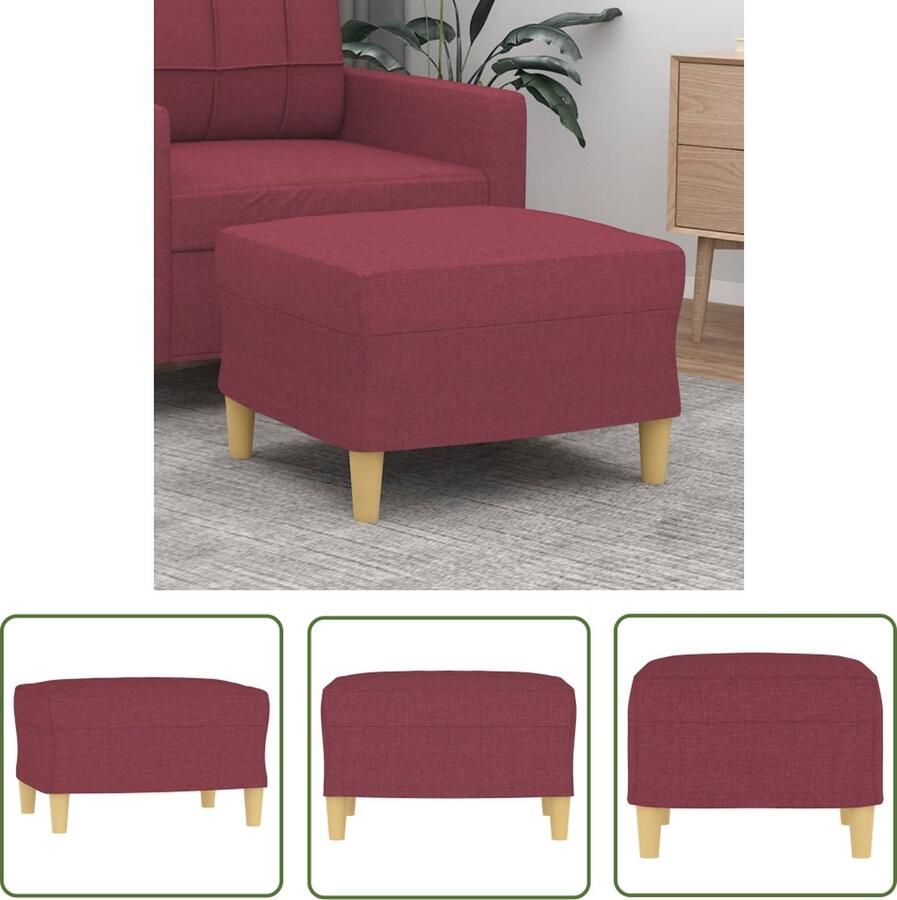 VidaXL Voetenbank Voetbank Voetenbank 60x50x41 cm stof wijnrood Stoffen Voetenbank Moderne Voetenbank Wijnrood Meubilair