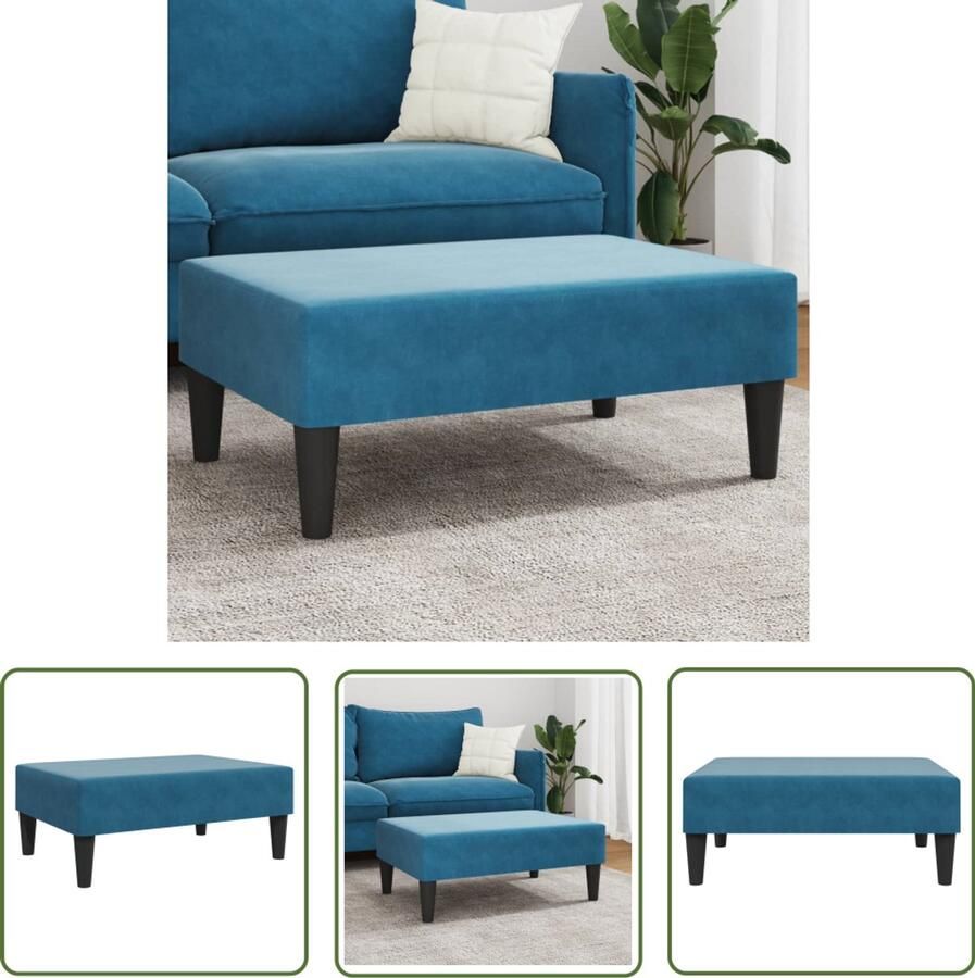 VidaXL Voetenbank Voetbank Voetenbank 77x55x31 cm fluweel blauw Lounge Stoel Relaxstoel Design Meubilair