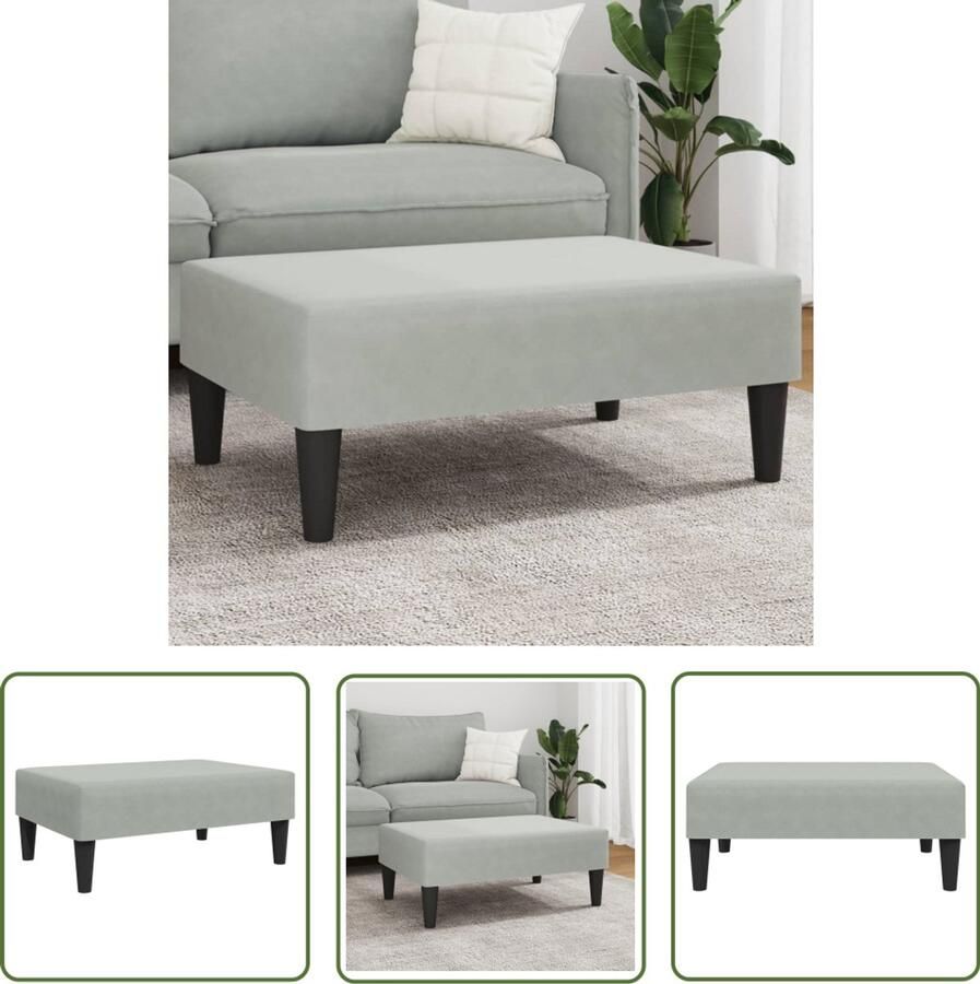 The Living Store Voetenbank 77x55x31 cm fluweel lichtgrijs Voetenbank Voetenbanken Voetenbankje Voetensteun