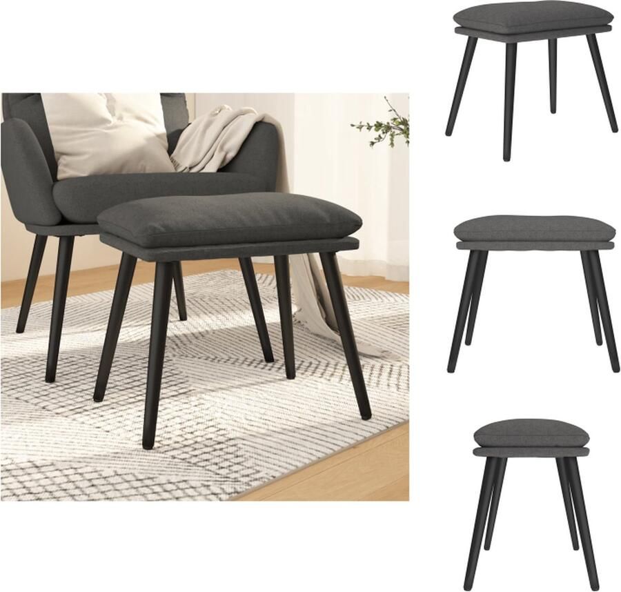 VidaXL Voetenbank Voetenbanken Voetenbankje Voetensteun Voetenbank 45x29 5x35 cm stof donkergrijs - Foto 2