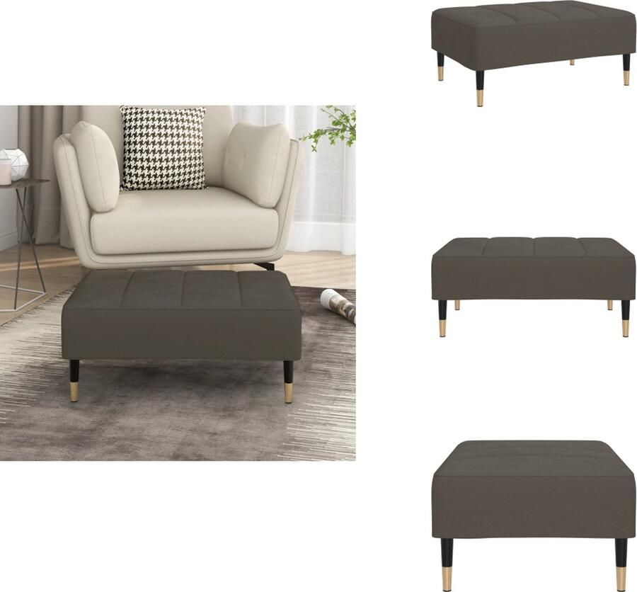 VidaXL Voetenbank Voetenbanken Poef Voetensteun Voetenbank 78x56x32 cm fluweel donkergrijs