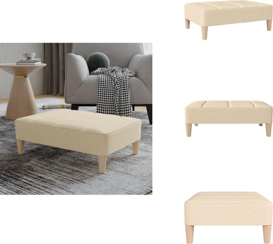 VidaXL Voetenbank Voetenbanken Poef Voetensteun Voetenbank 78x56x32 cm stof crèmekleurig
