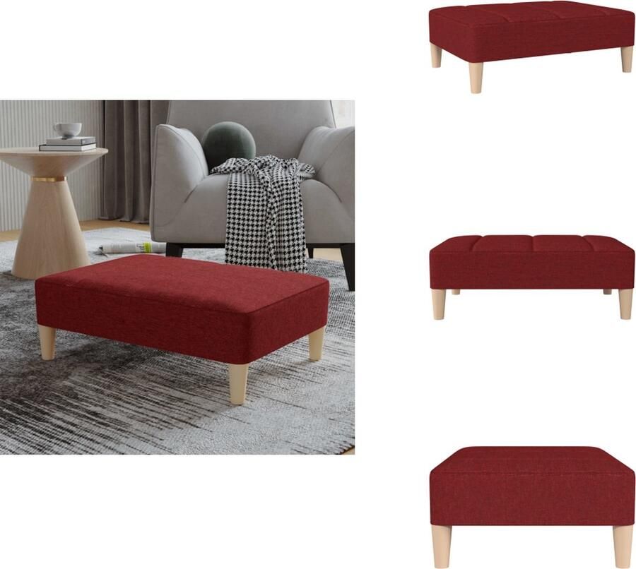 VidaXL voetenbank Afmetingen- 78x56x32 cm Kleur- Wijnrood Materiaal- Stof Kunststof Multiplex Montage vereist Voetenbankje