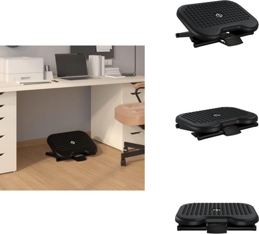 VidaXL Voetenbank Voetenbanken Voetenbankje Voetensteun 46x34 5x11 cm zwart - Foto 2