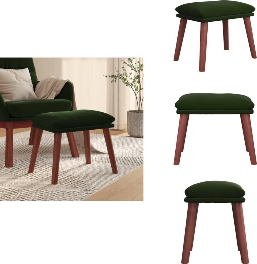 VidaXL Voetenbank Voetenbanken Voetenbankje Voetensteun Voetenbank 45x29 5x35 cm fluweel donkergroen - Foto 2