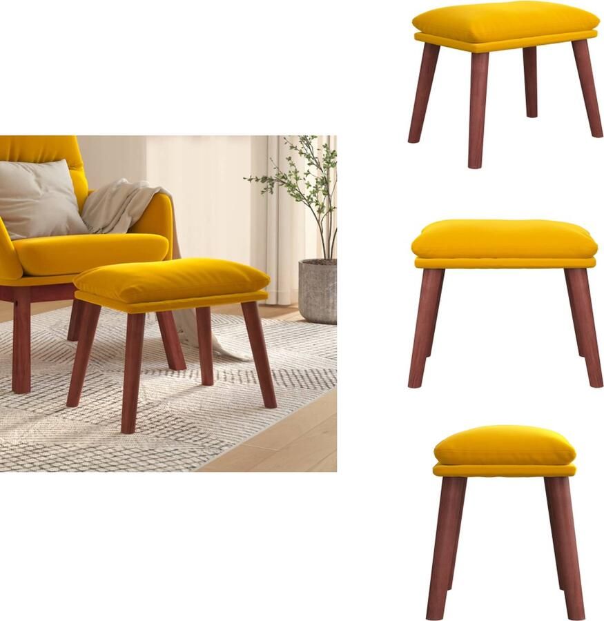 VidaXL Voetenbank Voetenbanken Voetenbankje Voetensteun Voetenbank 45x29-5x35 cm fluweel mosterdgeel - Foto 2