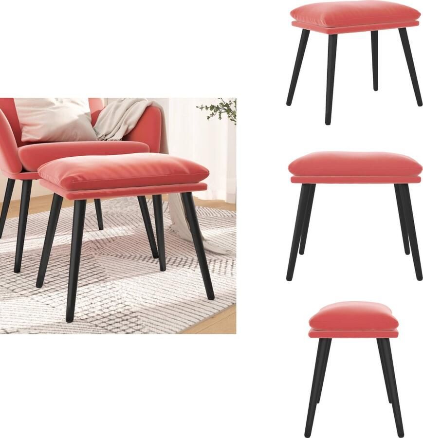 VidaXL Voetenbank Voetenbanken Voetenbankje Voetensteun Voetenbank 45x29 5x35 cm fluweel roze - Foto 1