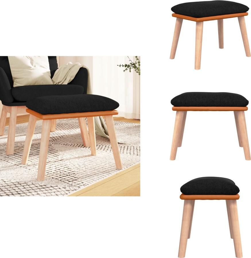 VidaXL Voetenbank Voetenbanken Voetenbankje Voetensteun Voetenbank 45x29 5x35 cm stof en kunstleer zwart