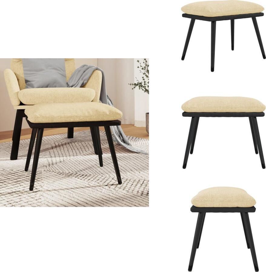 VidaXL Voetenbank Voetenbanken Voetenbankje Voetensteun Voetenbank 45x29 5x35 cm stof en kunstleer crèmekleurig