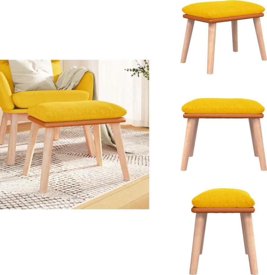 VidaXL Voetenbank Voetenbanken Voetenbankje Voetensteun Voetenbank 45x29 5x35 cm stof en kunstleer mosterdgeel