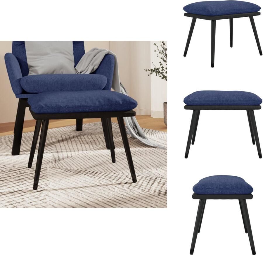VidaXL Voetenbank Voetenbanken Voetenbankje Voetensteun Voetenbank 45x29 5x35 cm stof en kunstleer blauw