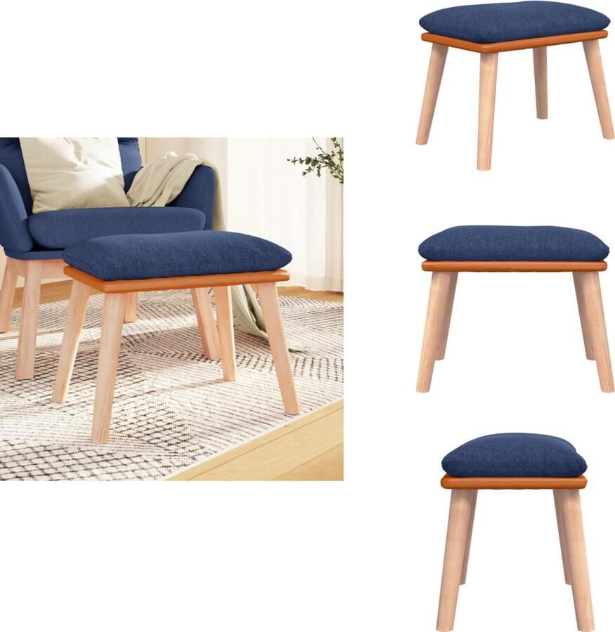 VidaXL Voetenbank Voetenbanken Voetenbankje Voetensteun Voetenbank 45x29 5x35 cm stof en kunstleer blauw