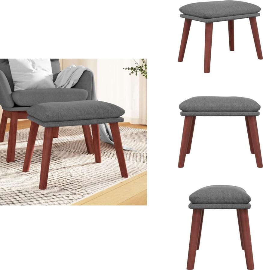 VidaXL Voetenbank Voetenbanken Voetenbankje Voetensteun Voetenbank 45x29-5x35 cm stof lichtgrijs