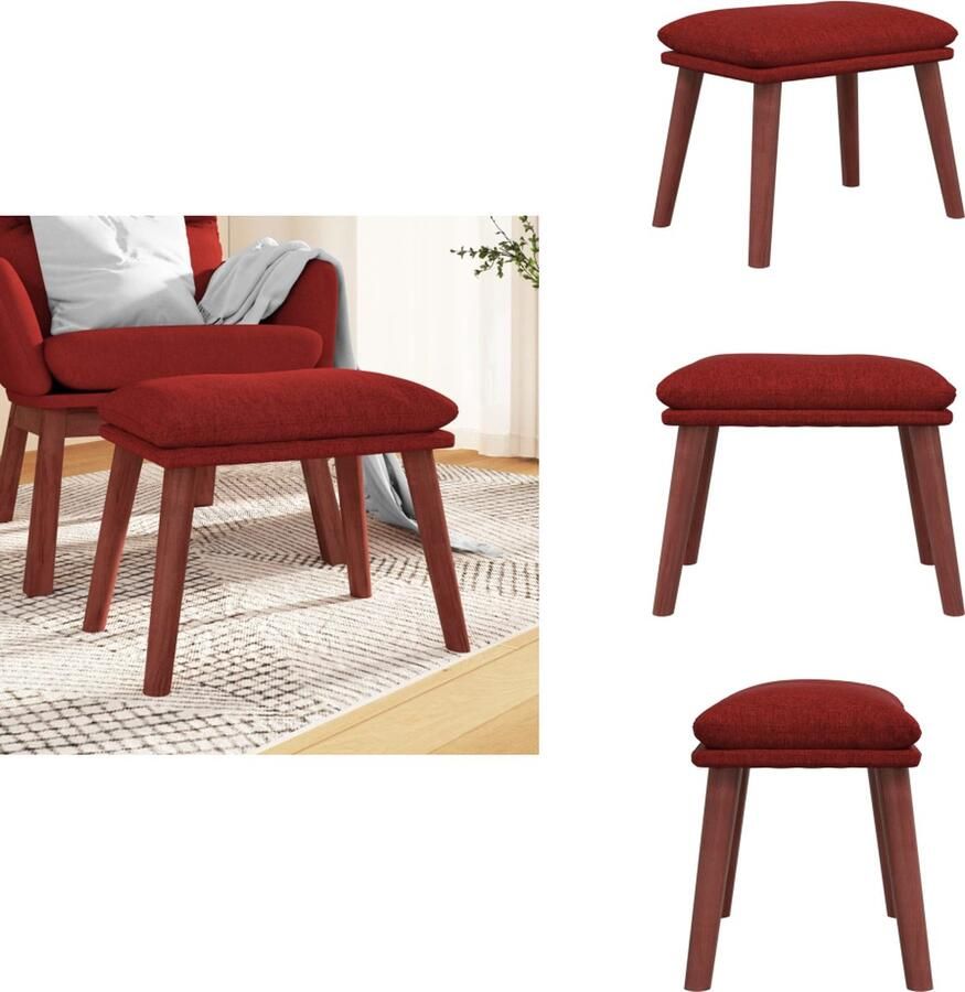 VidaXL Voetenbank Voetenbanken Voetenbankje Voetensteun Voetenbank 45x29-5x35 cm stof wijnrood