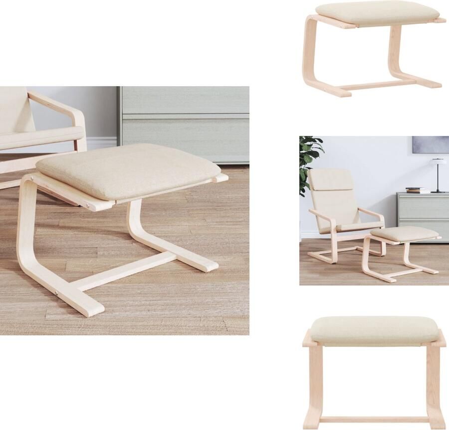 VidaXL Voetenbank Voetenbanken Voetenbankje Voetensteun Voetenbank 51x41x40 cm stof crèmekleurig