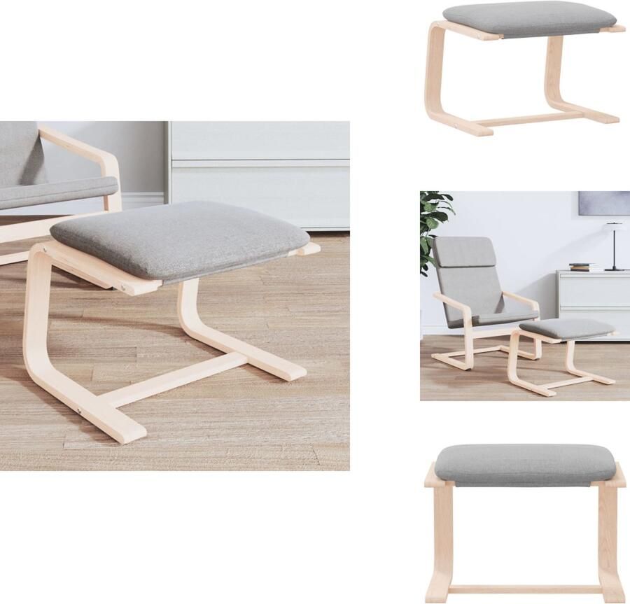 VidaXL Voetenbank Voetenbanken Voetenbankje Voetensteun Voetenbank 51x41x40 cm stof lichtgrijs