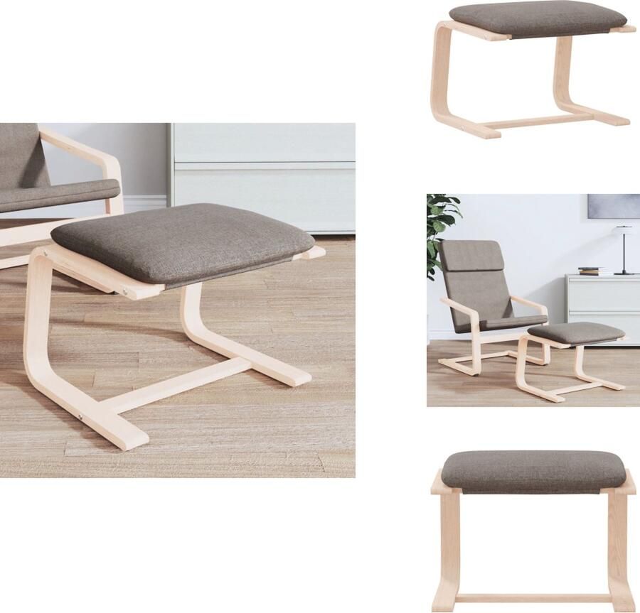 VidaXL Voetenbank Voetenbanken Voetenbankje Voetensteun Voetenbank 51x41x40 cm stof taupe