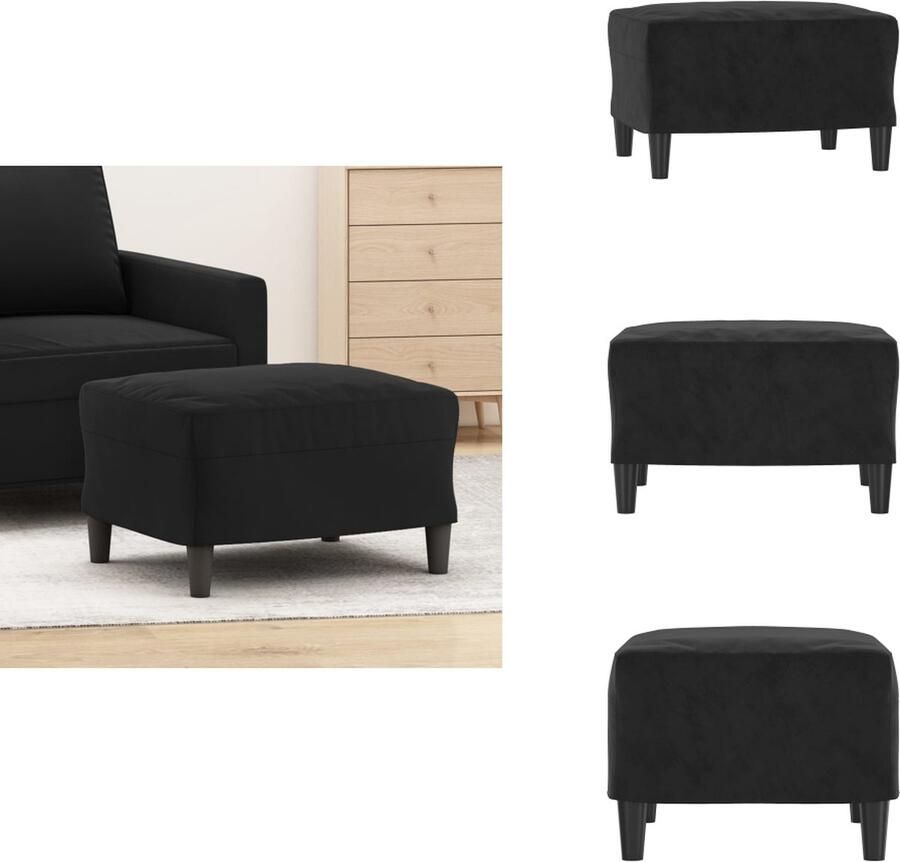 VidaXL Voetenbank Voetenbanken Voetenbankje Voetensteun Voetenbank 60x50x41 cm fluweel zwart