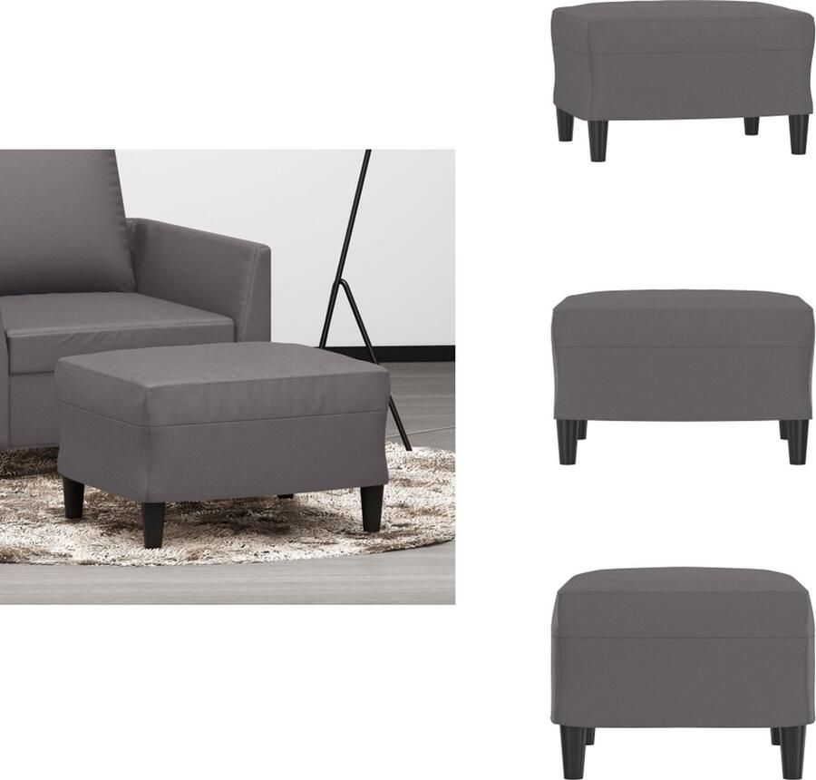 The Living Store Voetenbank Grijs Kunstleer 60 x 50 x 41 cm Voetenbank Grijze Lounge Stoel Kunstleder Meubels Relaxstoel