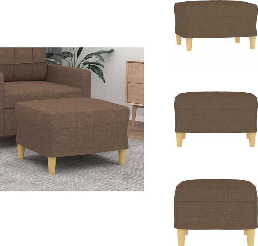 VidaXL Voetenbank Voetenbanken Voetenbankje Voetensteun Voetenbank 60x50x41 cm stof bruin - Foto 2