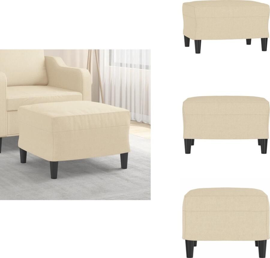 VidaXL Voetenbank Voetenbanken Voetenbankje Voetensteun Voetenbank 60x50x41 cm stof crèmekleurig