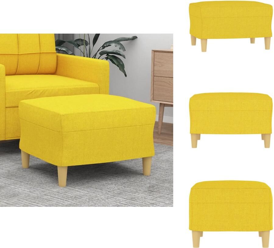 VidaXL Voetenbank Voetenbanken Voetenbankje Voetensteun Voetenbank 60x50x41 cm stof geel - Foto 2