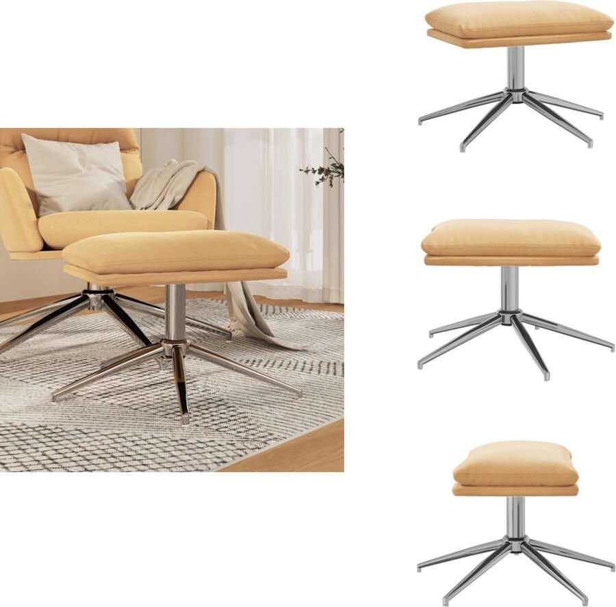 VidaXL Voetenbank Voetenbanken Voetenbankje Voetensteun Voetenbank 60x60x35 cm microvezelstof crèmekleurig