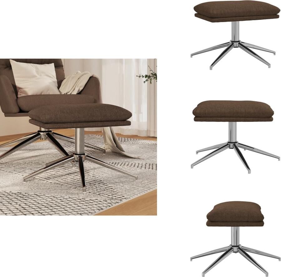 VidaXL Voetenbank Bruin 60 x 60 x 35 cm Stoffen bekleding Metalen poten Montage vereist Voetenbankje