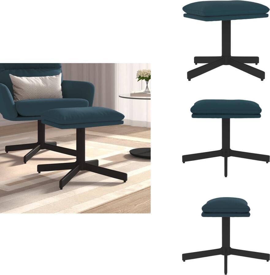 VidaXL Voetenbank Voetenbanken Voetenbankje Voetensteun Voetenbank 60x60x36 cm fluweel blauw