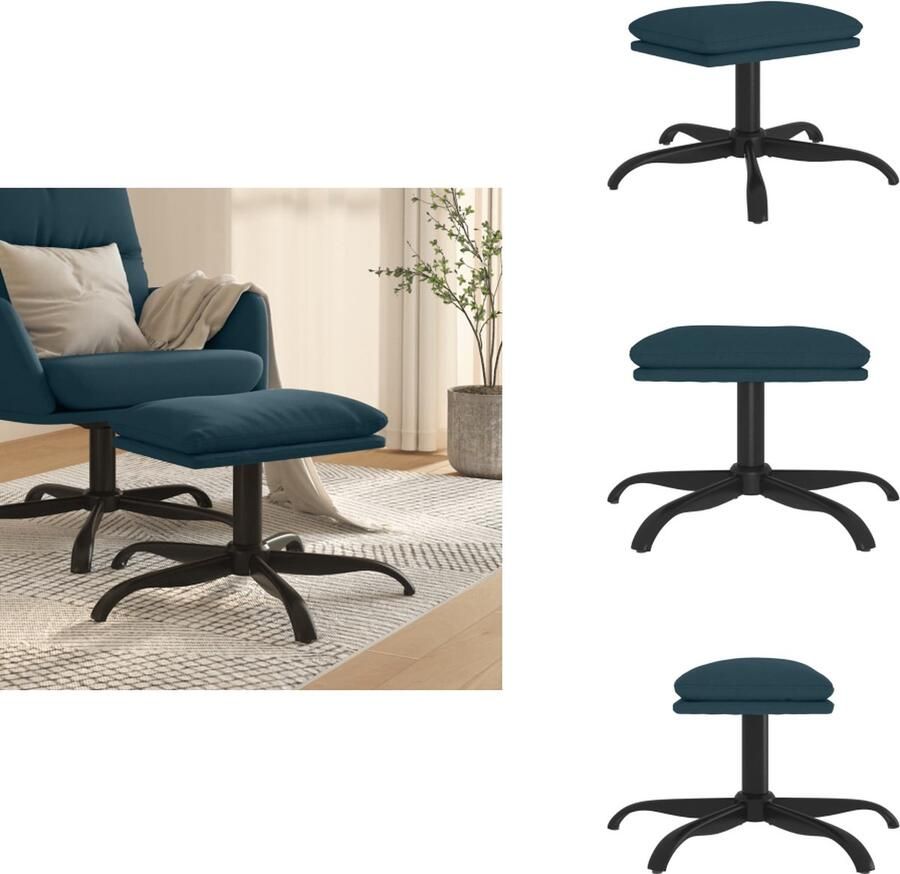 VidaXL Voetenbank Voetenbanken Voetenbankje Voetensteun Voetenbank 60x60x36 cm fluweel blauw - Foto 2