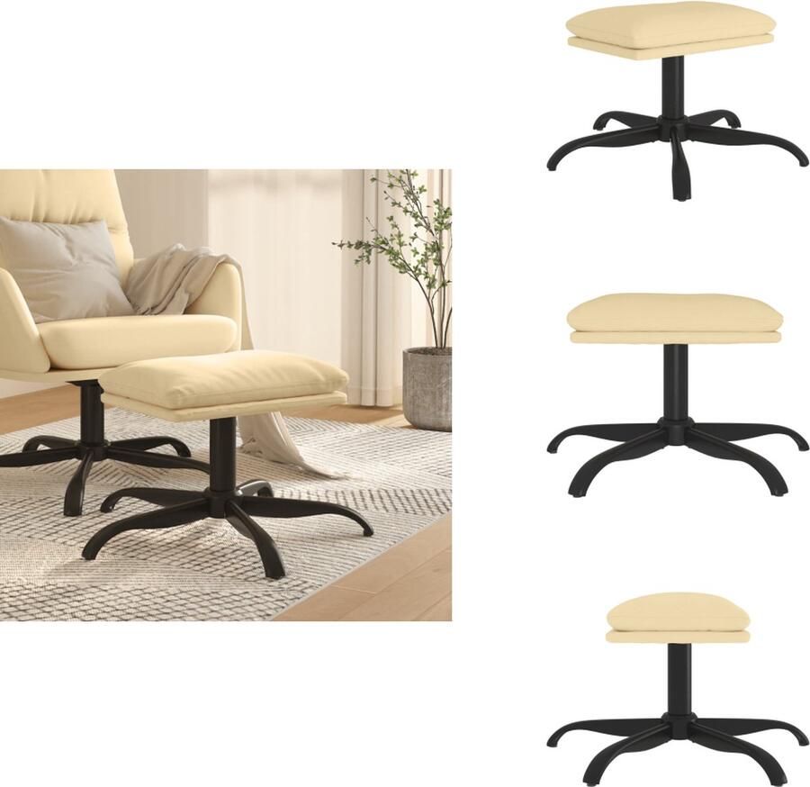 VidaXL Voetenbank Fluwelen stof Metalen poten Flexibel ontwerp Crèmewit 60x60x36cm Montage vereist Voetenbankje