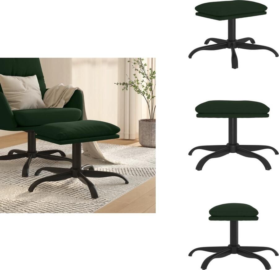 VidaXL Voetenbank Voetenbanken Voetenbankje Voetensteun Voetenbank 60x60x36 cm fluweel donkergroen