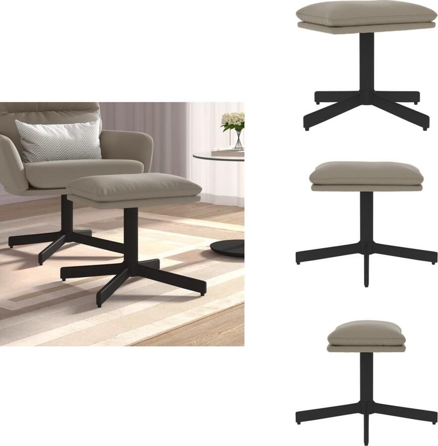 VidaXL Voetenbank Voetenbanken Voetenbankje Voetensteun Voetenbank 60x60x36 cm fluweel lichtgrijs