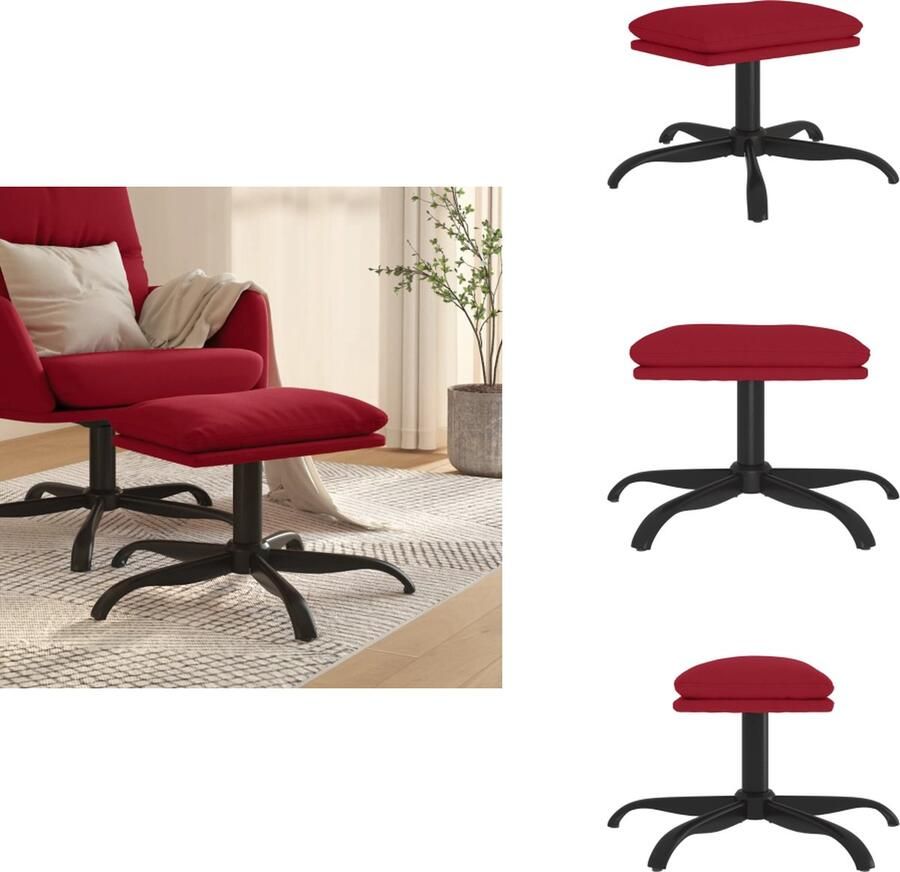 VidaXL Voetenbank Voetenbanken Voetenbankje Voetensteun Voetenbank 60x60x36 cm fluweel wijnrood - Foto 2