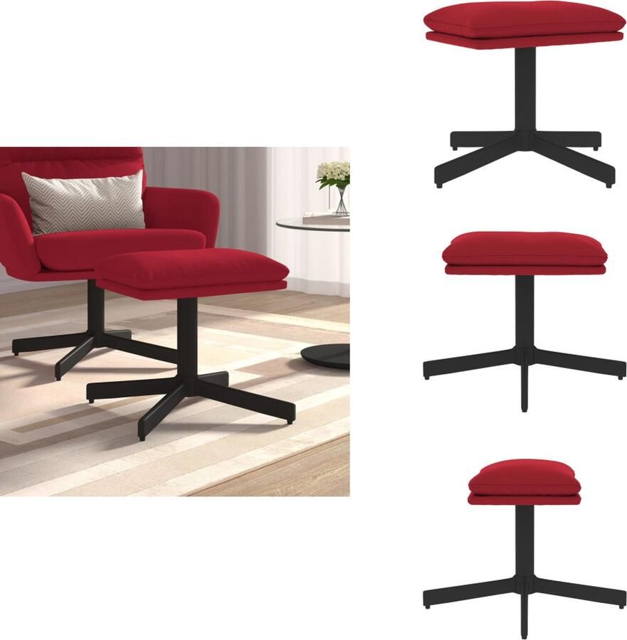 VidaXL Voetenbank Voetenbanken Voetenbankje Voetensteun Voetenbank 60x60x36 cm fluweel wijnrood