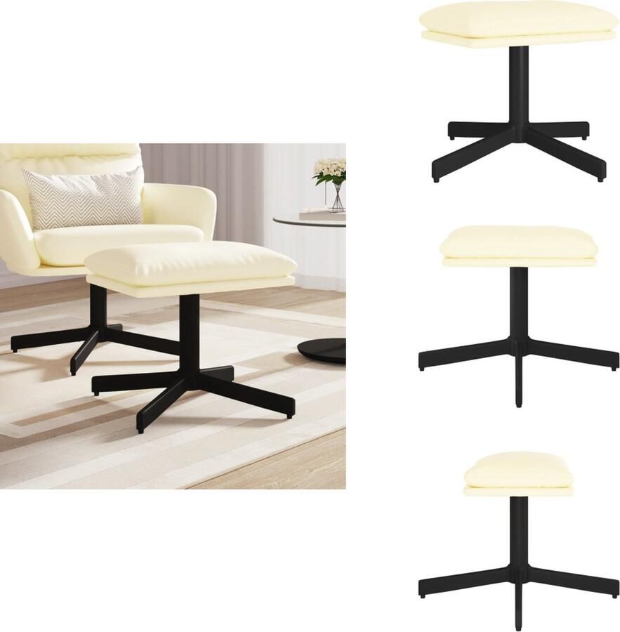 VidaXL Voetenbank 60x60x36 cm kunstleer crèmekleurig Voetenbank Voetenbanken Voetenbankje Voetensteun