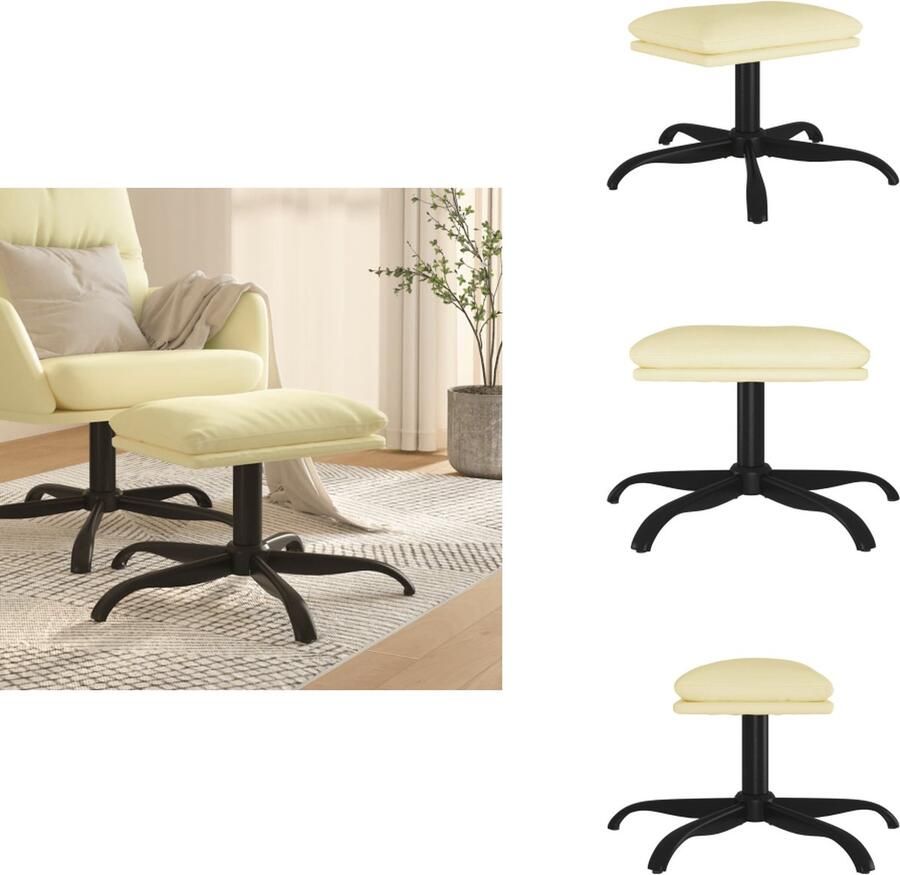 VidaXL Voetenbank Voetenbanken Voetenbankje Voetensteun Voetenbank 60x60x36 cm kunstleer crèmekleurig - Foto 2