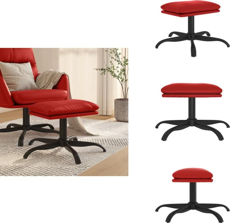 VidaXL Voetenbank Voetenbanken Voetenbankje Voetensteun Voetenbank 60x60x36 cm kunstleer wijnrood