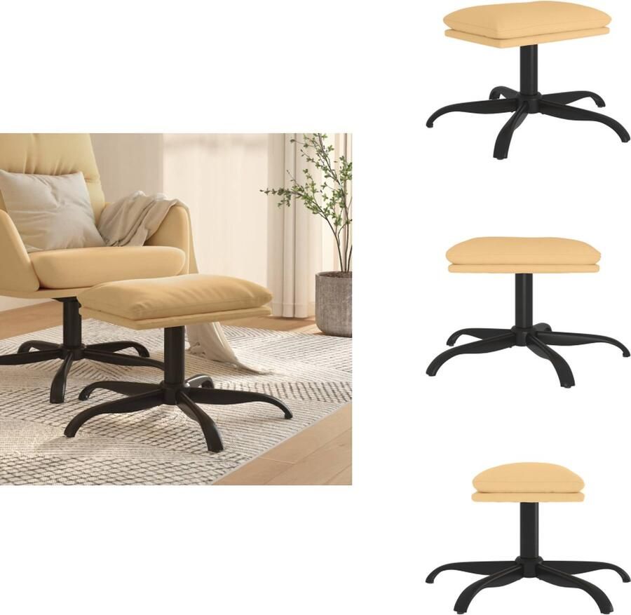 VidaXL Voetenbank Voetenbanken Voetenbankje Voetensteun Voetenbank 60x60x36 cm microvezelstof crèmekleurig