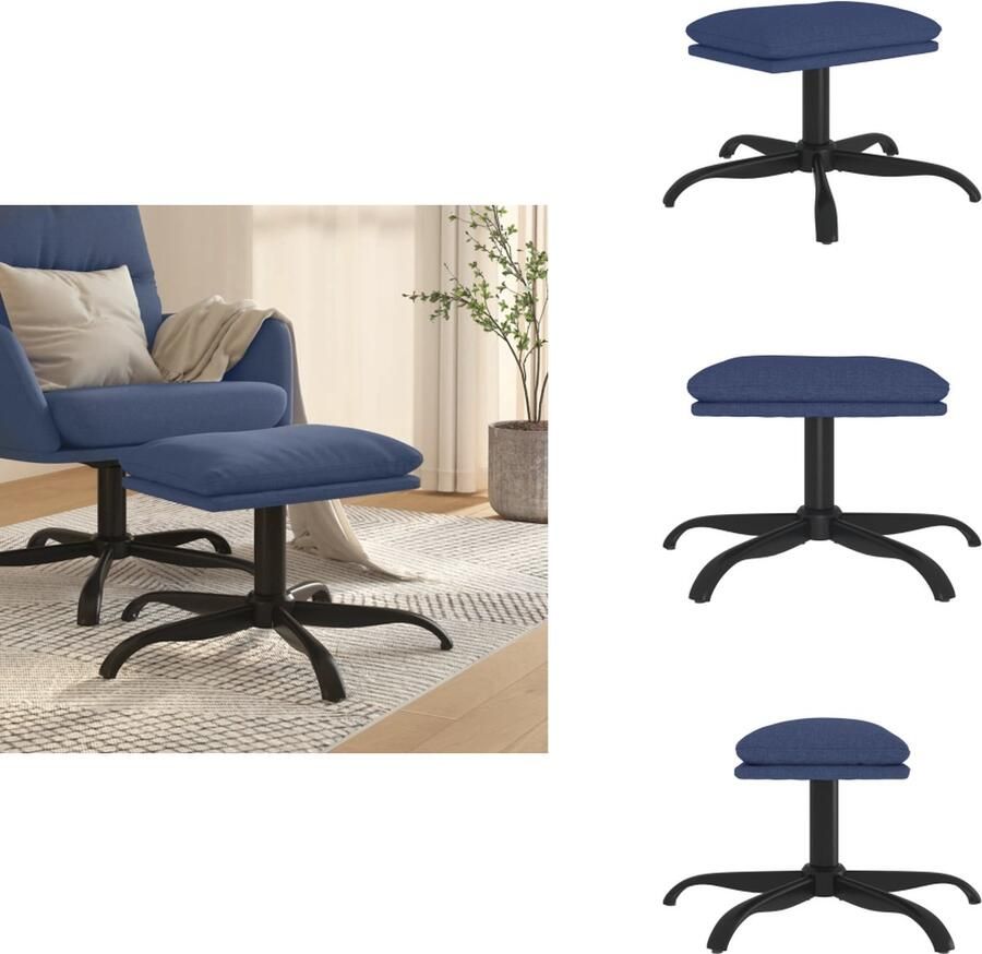 VidaXL Voetenbank Voetenbanken Voetenbankje Voetensteun Voetenbank 60x60x36 cm stof blauw - Foto 2