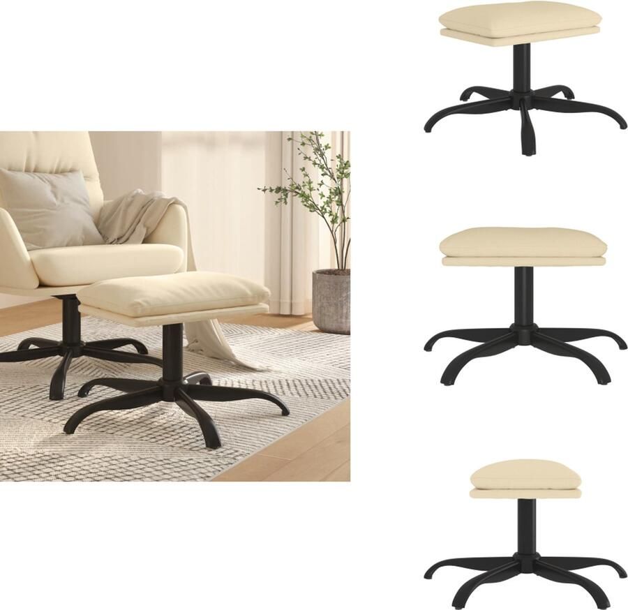 VidaXL Voetenbank Voetenbanken Voetenbankje Voetensteun Voetenbank 60x60x36 cm stof crèmekleurig