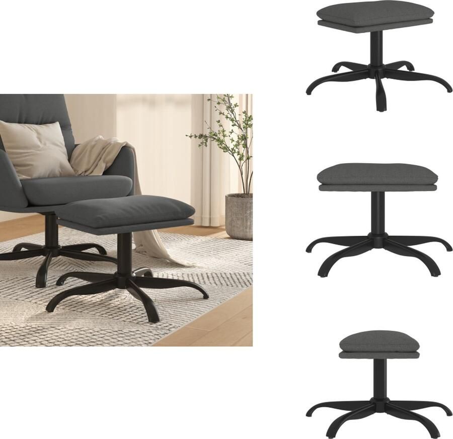 VidaXL Voetenbank Donkergrijs 60 x 60 x 36 cm Schuim vulling Metaal en multiplex Montage vereist Voetenbankje