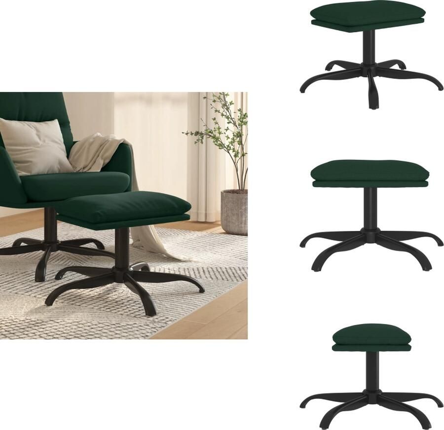 VidaXL Voetenbank Voetenbanken Voetenbankje Voetensteun Voetenbank 60x60x36 cm stof donkergroen