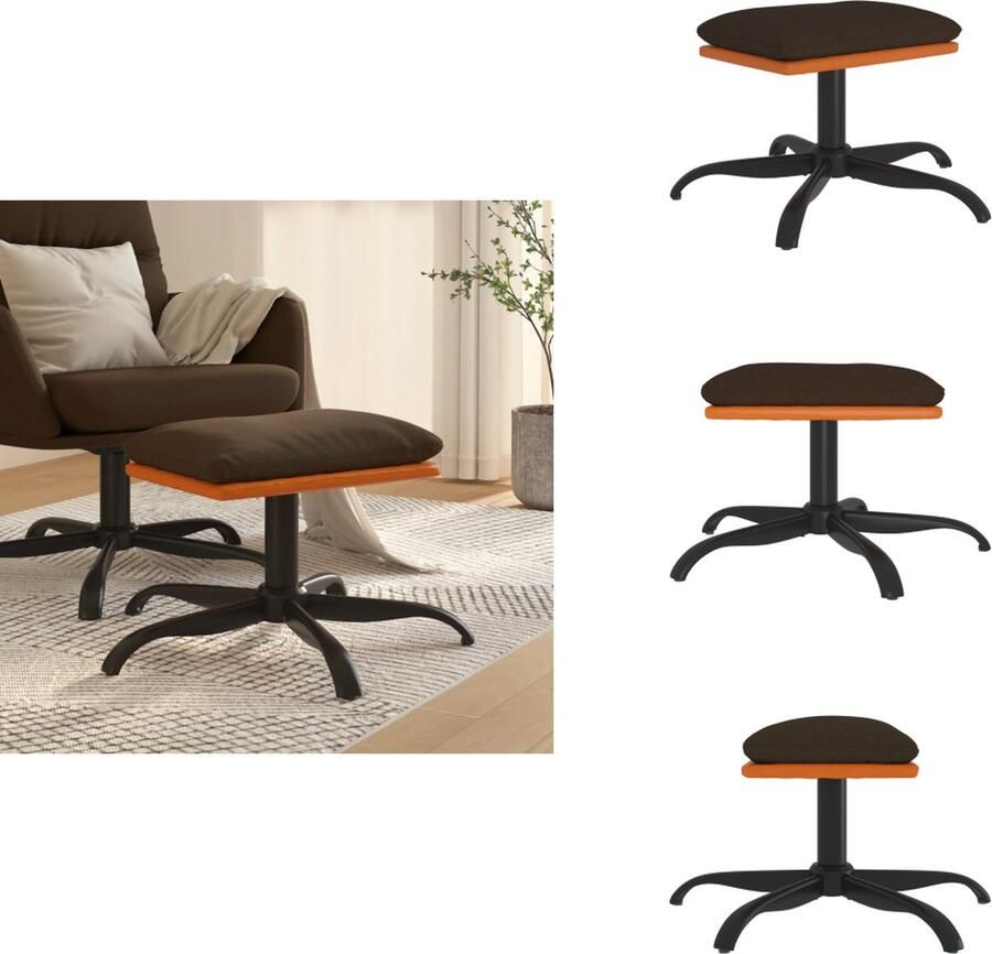 VidaXL Voetenbank Voetenbanken Voetenbankje Voetensteun Voetenbank 60x60x36 cm stof en kunstleer bruin