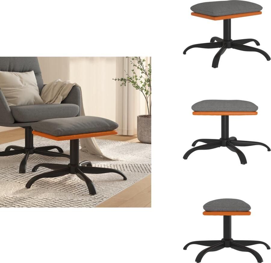 VidaXL Voetenbank Voetenbanken Voetenbankje Voetensteun Voetenbank 60x60x36 cm stof en kunstleer lichtgrijs