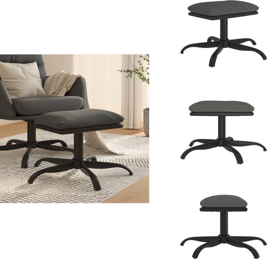 VidaXL Voetenbank Voetenbanken Voetenbankje Voetensteun Voetenbank 60x60x36 cm stof en kunstleer donkergrijs