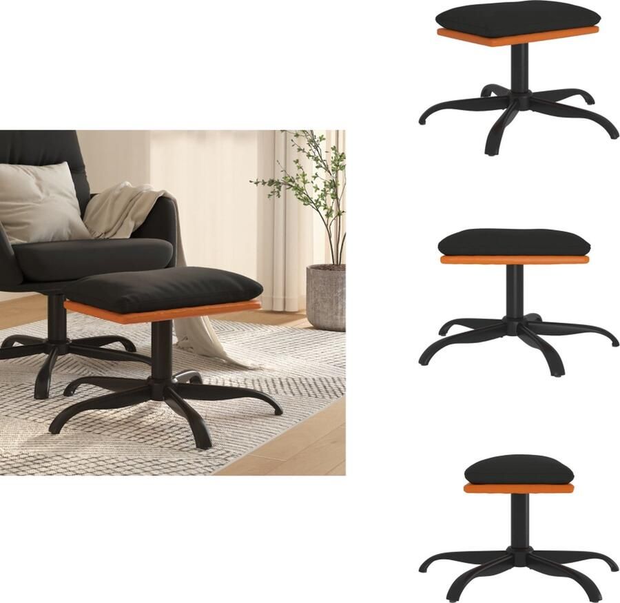 VidaXL Voetenbank Voetenbanken Voetenbankje Voetensteun Voetenbank 60x60x36 cm stof en kunstleer zwart