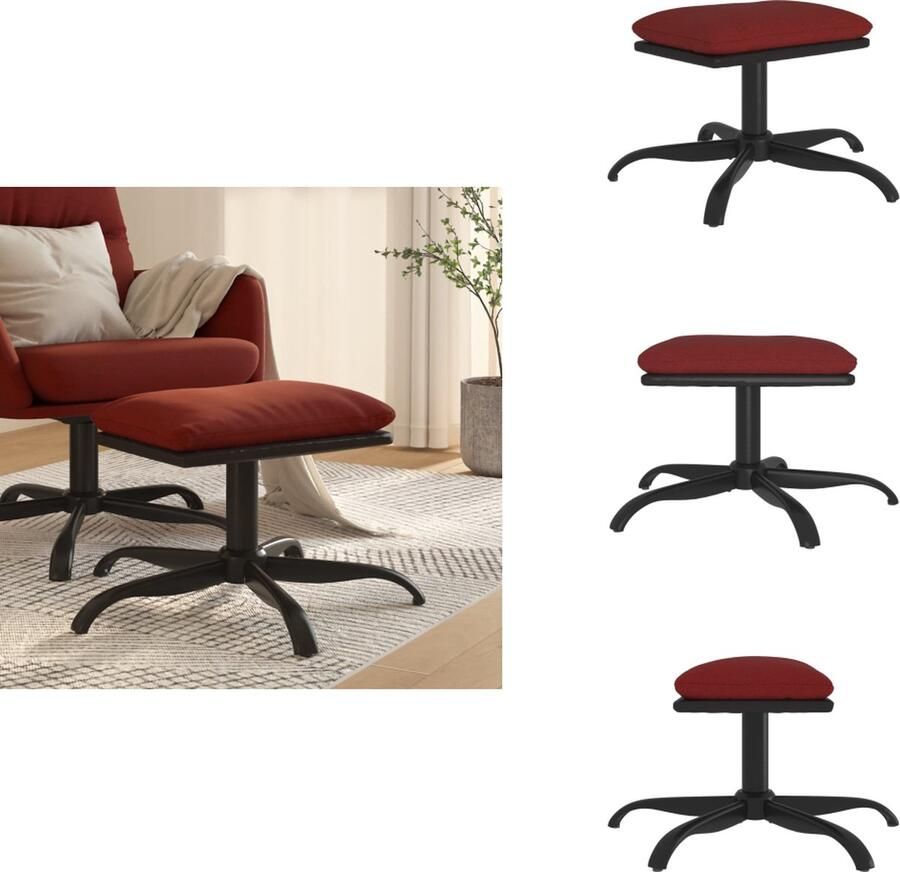 VidaXL Voetenbank Voetenbanken Voetenbankje Voetensteun Voetenbank 60x60x36 cm stof en kunstleer wijnrood